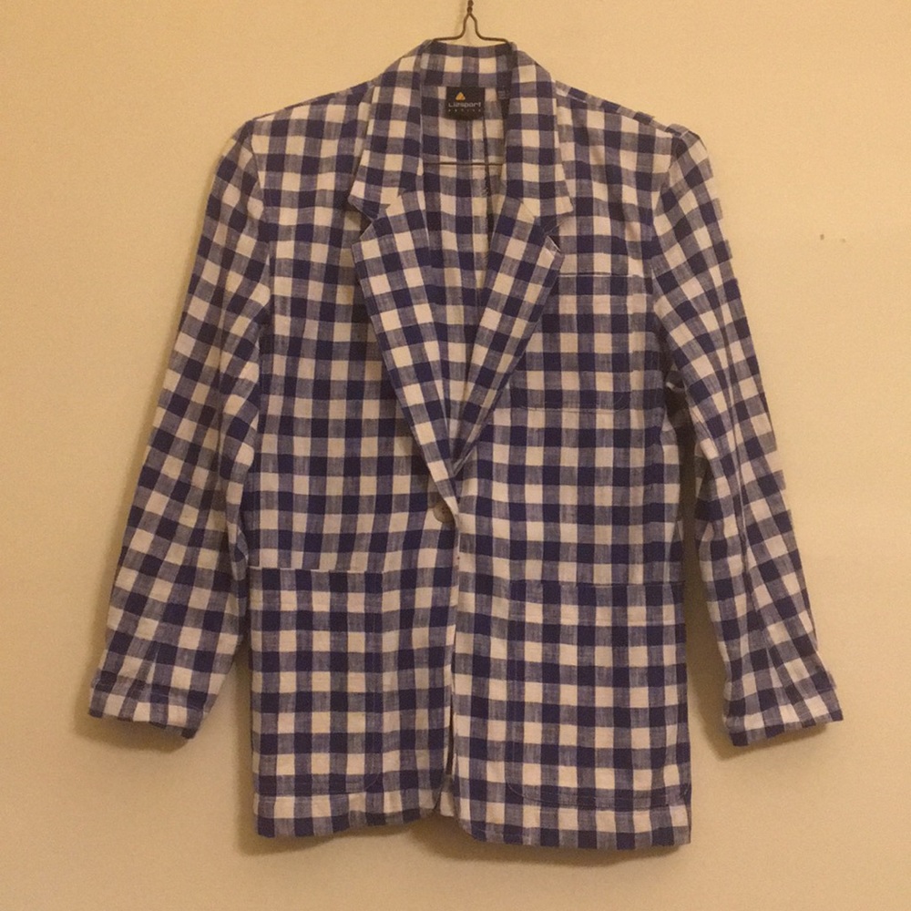 Liz sport petite blue gingham jacket